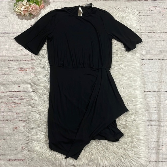 NWT Stylestalker Black Maya Asymmetrical Hem Shirt Mini Dress - Picture 1 of 9